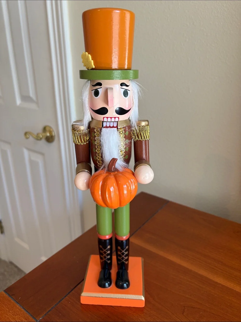 3 Wooden Fall Pumpkin Thanksgiving Turkey Pilgrim Wood Nutcrackers Farmhouse